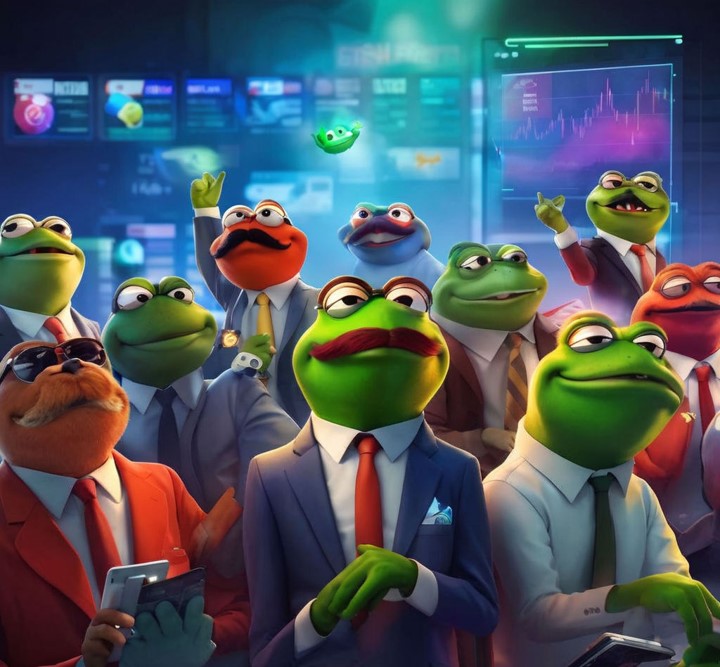 Animated frogs in business suits representing startup founders and investors discussing capital raising, investment strategies, and financial returns.